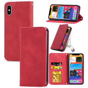 Чохол-книжка Skin Feel Leather Wallet для Apple iPhone XS Max Red