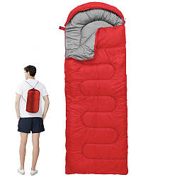 Спальний мішок -15 °C, 210х72 см, з капюшоном, Червоний / Водонепроникний спальник для кемпінгу