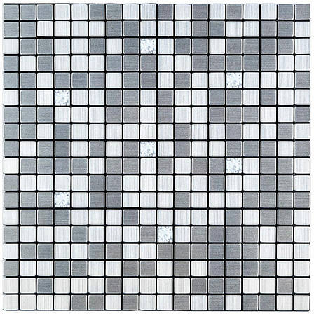 Самоклеюча алюмінієва плитка срібна мозаїка зі стразами 300х300х3мм. №1824 (D)., фото 2