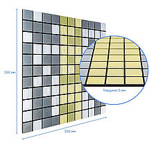 Самоклеюча алюмінієва плитка срібна із золотом мозаїка 300х300х3мм SW-00001826 (D), фото 2