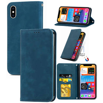 Чохол-книжка Skin Feel Leather Wallet для Apple iPhone X / XS Blue