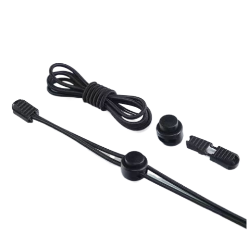 Нейлонові шнурки без зав'язок на кросівки довжиною 120см із затяжкою чорні 29184 чорний, фото 1