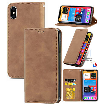 Чохол-книжка Skin Feel Leather Wallet для Apple iPhone X / XS Brown