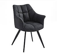 Кресло мягкое поворотное Bergamo черный текстиль BJRON 19 на черных металлических ножках