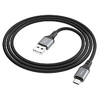 Кабель HOCO X86 USB AM to Micro silicone data cable 2,4A 1m чорний