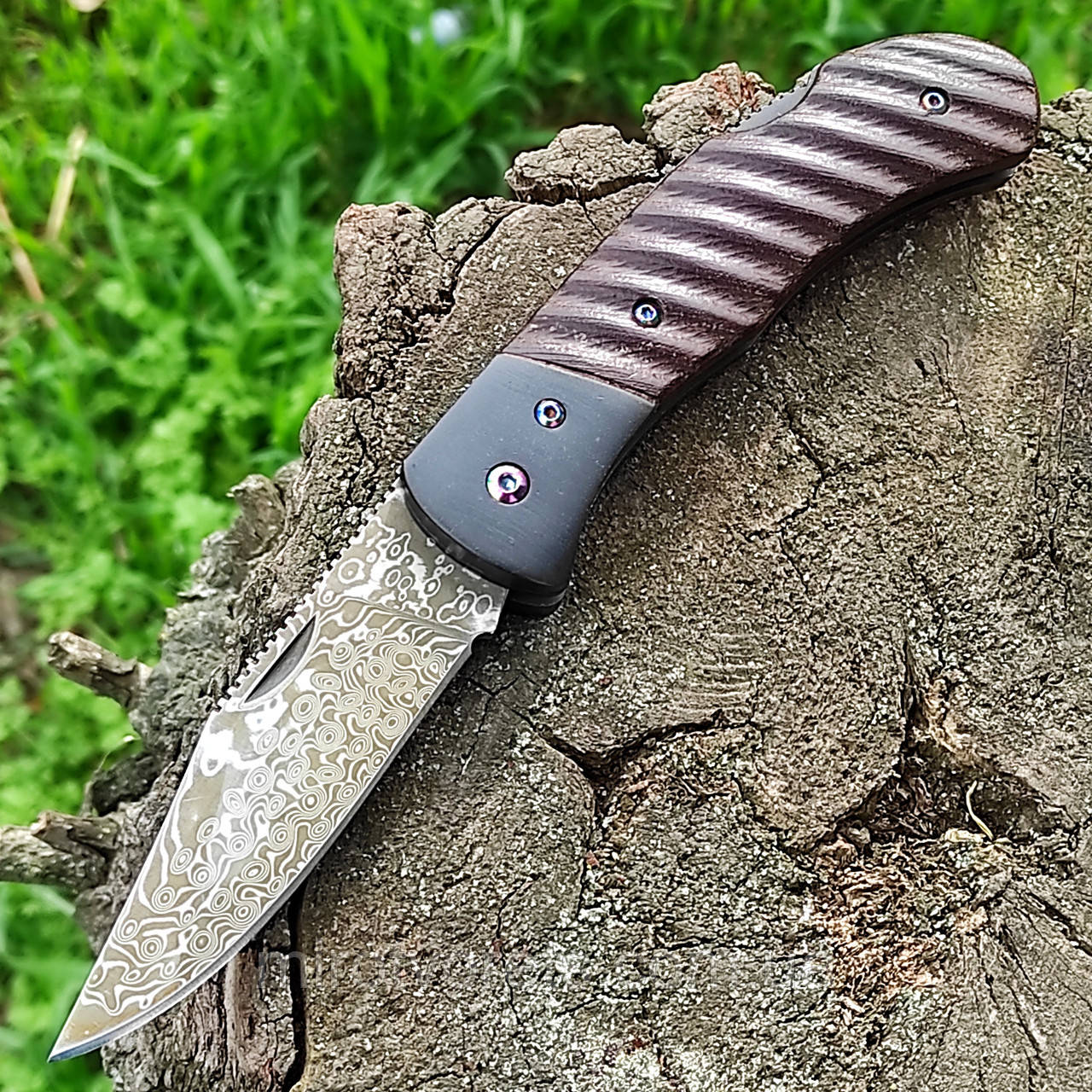 Ніж складний Puma Damascus, багатошарова сталь, Back lock