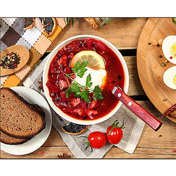 Алмазна мозаїка Strateg Смачний борщ розміром 30х40 см (HEG86889)