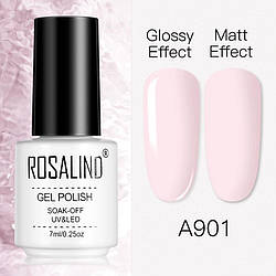 Rosalind гель-лак А901 шеллак 7мл, пастельно рожевий для нігтів манікюру - розалінд
