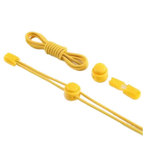 Гумові шнурки із застібкою жовті для кросівок. Шнурки нейлонові колір жовтий для взуття, фото 1