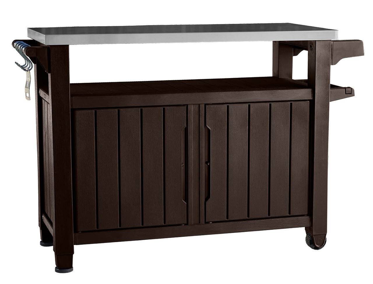 Стіл-буфет садовий для барбекю Unity XL об'єм 207 літрів пластик коричневий (Time Eco TM)