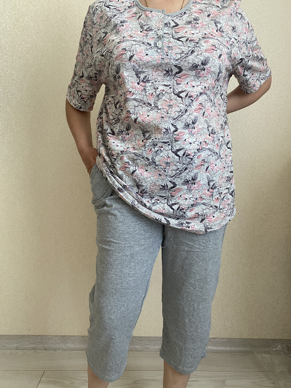 Піжама жіноча Батал брижді і футболка бавовна 60р