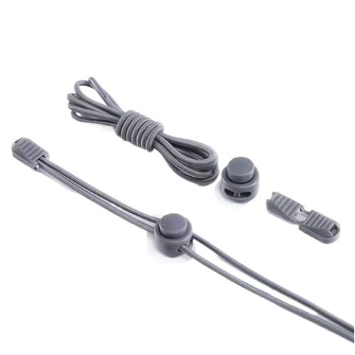 Еластичні шнурки із фіксатором сірі 1 пара для взуття. Нейлонові шнурки еластичні для кросівок, фото 1