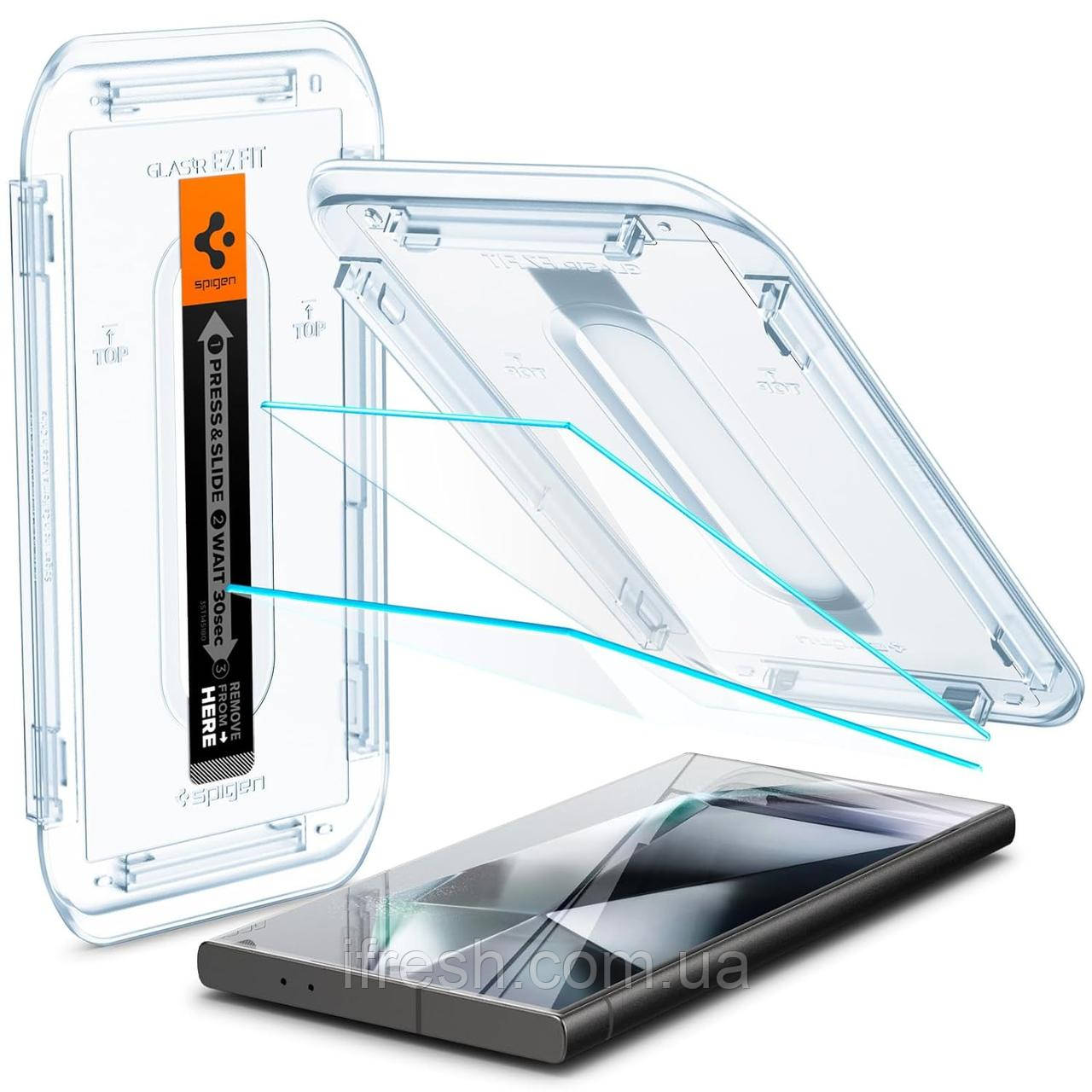 Захисне скло Spigen для Samsung Galaxy S24 Ultra - EZ Fit GLAS.tR (2 шт), Clear (AGL07493)