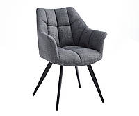Кресло мягкое поворотное Bergamo серый текстиль BJRON 13 на черных металлических ножках
