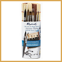 Набор кистей для акварели Raphaël 6 шт в бамбуковом чехле Ручкой имеют среднюю длину ворса