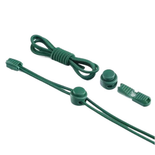 Шнурки для кросівок зелені із фіксатором. Еластичні гумові шнурки для взуття 1 пара, фото 1