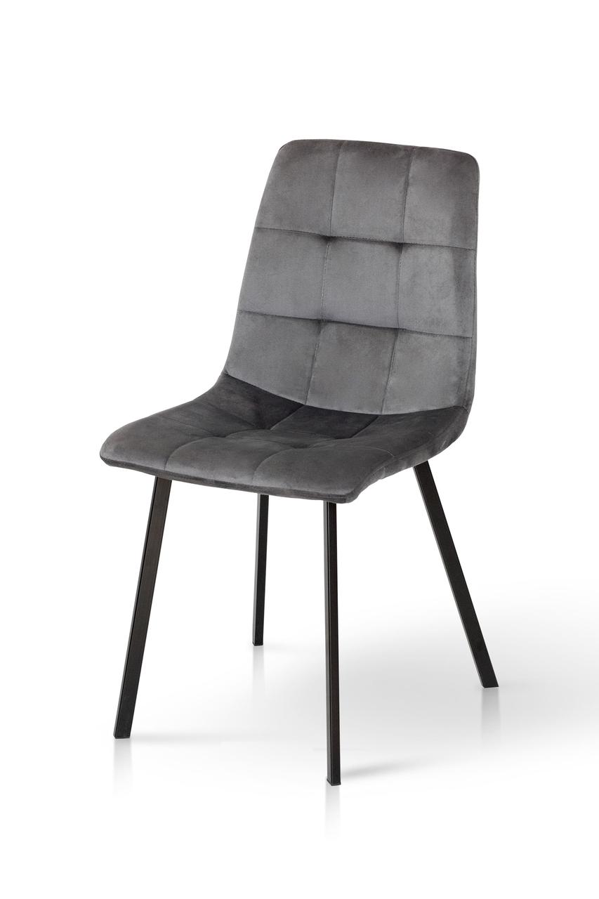 Стілець обідній Ментос (ніжки чорні метал/велюр сірий), фото 1