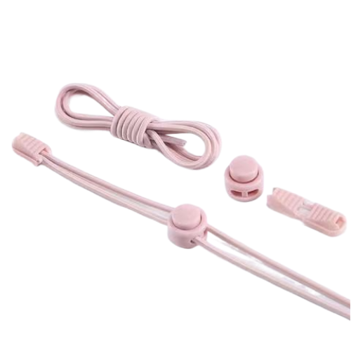 Довгі гумові шнурки для взуття рожеві 1 пара. Круглі пудрові шнурки 120см еластичні для кросівок, фото 1
