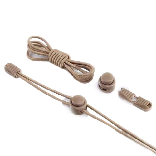 Гумові шнурки з фіксатором хакі 1 пара для взуття. Шнурки 120см еластичні круглі для черевиків, берців, фото 1