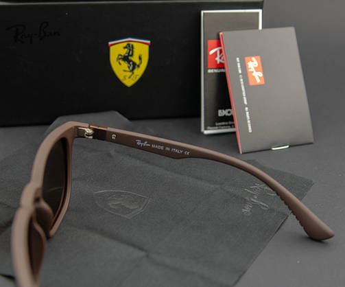 Сонцезахисні окуляри RAY BAN Ferrari поляризаційні UV400 (арт. 8369P) коричневі/матова оправа, фото 4