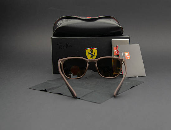 Сонцезахисні окуляри RAY BAN Ferrari поляризаційні UV400 (арт. 8369P) коричневі/матова оправа, фото 5