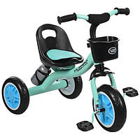 Дитячий триколісний велосипед з кошиком спереду та пляшкою для води Turbotrike Блакитний