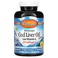 Carlson, Wild Norwegian, Cod Liver Oil Gems, Low Vitamin A, Natural Lemon Flavor, 230 mg, 150 Soft Gels
