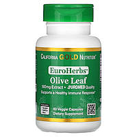 California Gold Nutrition, EuroHerbs, экстракт листьев маслины, европейское качество, 500 мг, 60 растительных