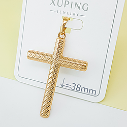 Хрест з крапельним візерунком, без каміння, медзолото Xuping, позолота 18К