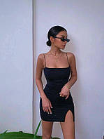 Платье мини женское с разрезом на бедре, плотный крепдайвинг 40-42, 42-44 "BLABLADRESS" Sin824-1439