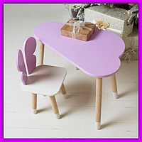 Детские и подростковые столы в комплекте со стульчиком, красивые детский набор мебели для обучения и игр Фиолетово-белый
