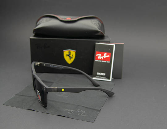 Сонцезахисні окуляри RAY BAN Ferrari поляризаційні UV400 (арт. 4612P) чорні/матова оправа, фото 6
