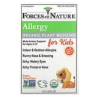 Forces of Nature, Аллергии, Organic Plant Medicine, For Kids Ages 3-12, Orange, 0.34 fl oz (10 ml)