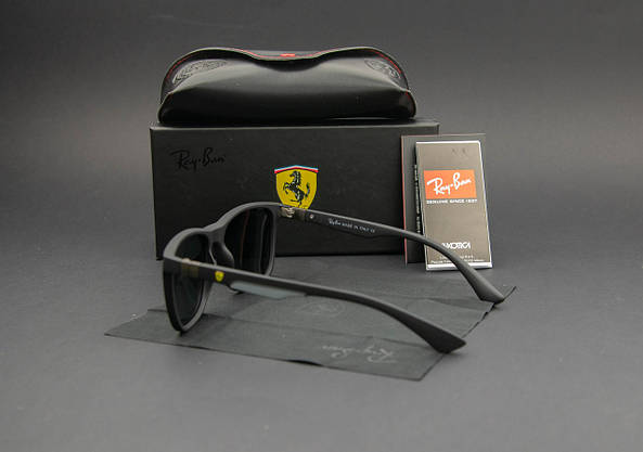 Сонцезахисні окуляри RAY BAN Ferrari поляризаційні UV400 (арт. 8372P) чорні матові, фото 4