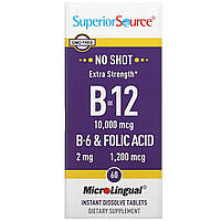 Superior Source, витамины B12, B6 и фолиевая кислота усиленного действия, 60 быстрорастворимых таблеток