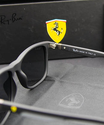 Сонцезахисні окуляри RAY BAN Ferrari поляризаційні UV400 (арт. 8372P) чорні матові, фото 5