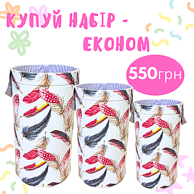 Набір Кошиків для іграшок, "Пірʼя", 3шт - 3 розміри