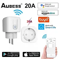 Умная смарт розетка Aubess 20A Tuya Smart с WI-FI с подключением к телефону белая