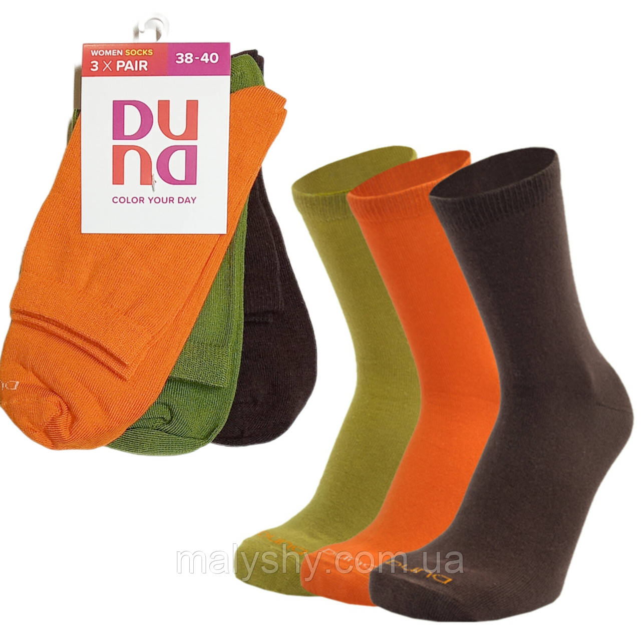 Шкарпетки жіночі демісезонні  - Duna (ТМ Дюна) р.23-25 (38-40) /  (комплект 3 пари) 1066-1111-оливковий