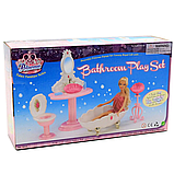 Лялькові меблі Gloria Ванна кімната 1213 меблі для ляльок у комплекті ванна умивальник унітаз, фото 3