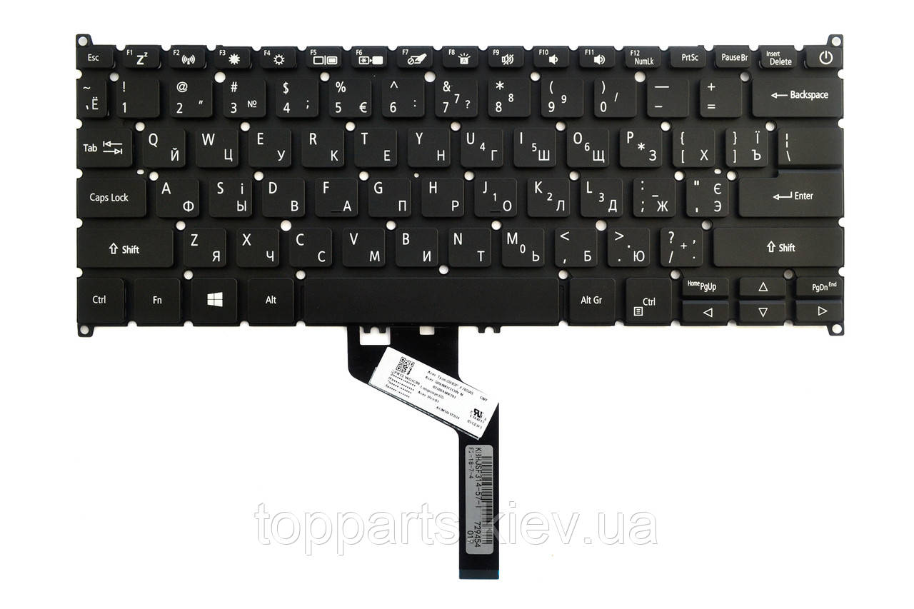 Клавіатура для ноутбуків Acer Swift SF514-51/52/54 Series чорна без рамки з підсвіткою UA/RU/US