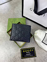 Гаманець Gucci чорний шкіряний у стилі GG без логотипів k240