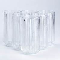 Универсальный набор стаканов высоких фигурных 6 шт по 380 мл, высокие стаканы на подарок