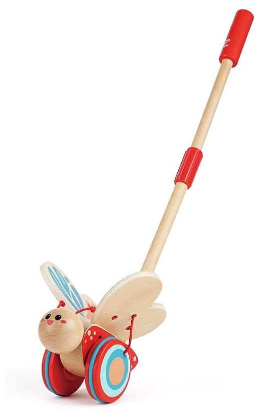 Дерев'яна каталка Метелик Hape E0340 розвивальна іграшка з дерева для дівчаток і хлопчиків