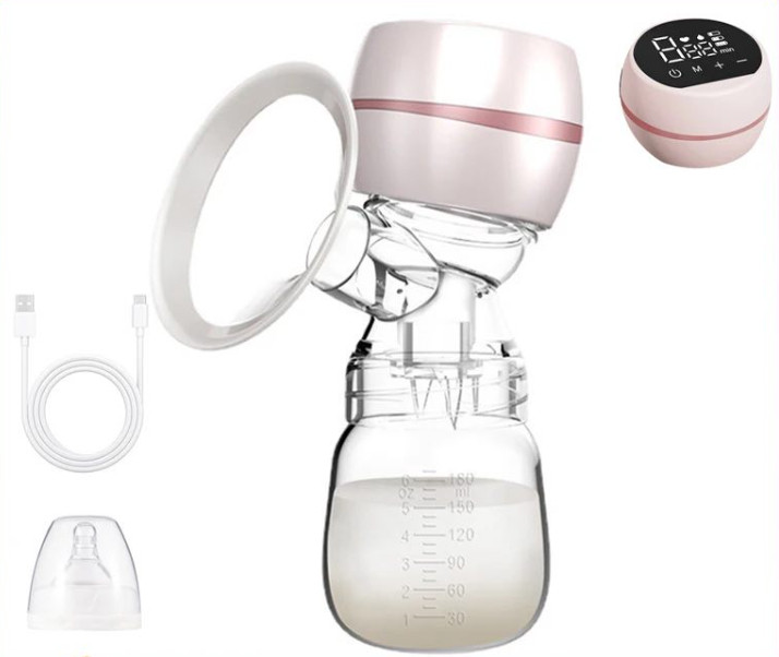 Електричний безпровідний молоковідсмоктувач Zb-003 /180мл безшумний, зручний та без BPA для грудного вигодовування Pink
