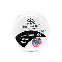 ГЛИТТЕР ГЕЛЬ СВЕРТИТЬСЯ В ТьМЕ, 5 ГР, LUMINOUS GLITTER GEL 06