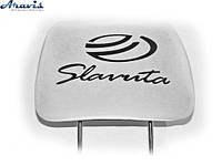Чехол подголовников Slavuta белый черный логотип