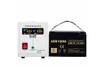 Гібридний ДБЖ/інвертор Volt Polska SINUS PRO 500E + Акумулятор AGM Volt 12V 100Ah