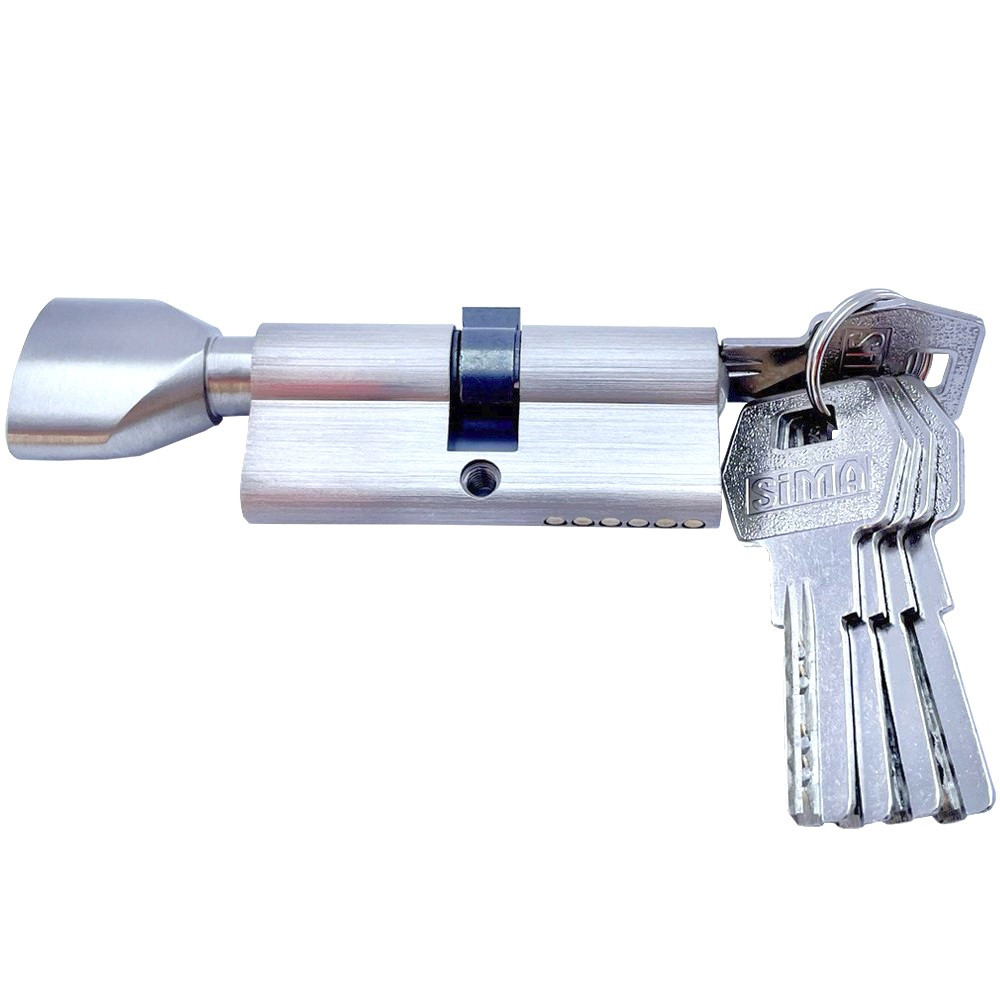 Циліндр дверний SIMA (цинк) 30×30 ключ-тумблер Сатин
