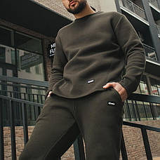 Чоловічий костюм Stout хакі / Спортивний комплект Світшот + Штани на флісі / Теплий флісовий костюм, фото 2